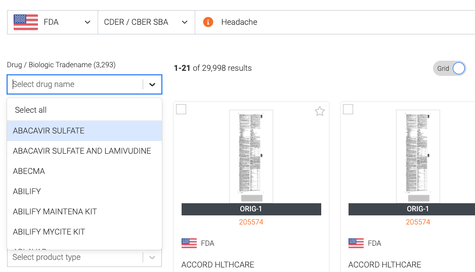 Drug Filter Selection